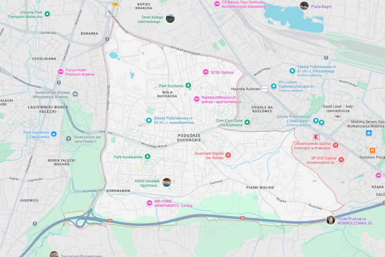 Podgórze Duchackie-mapa